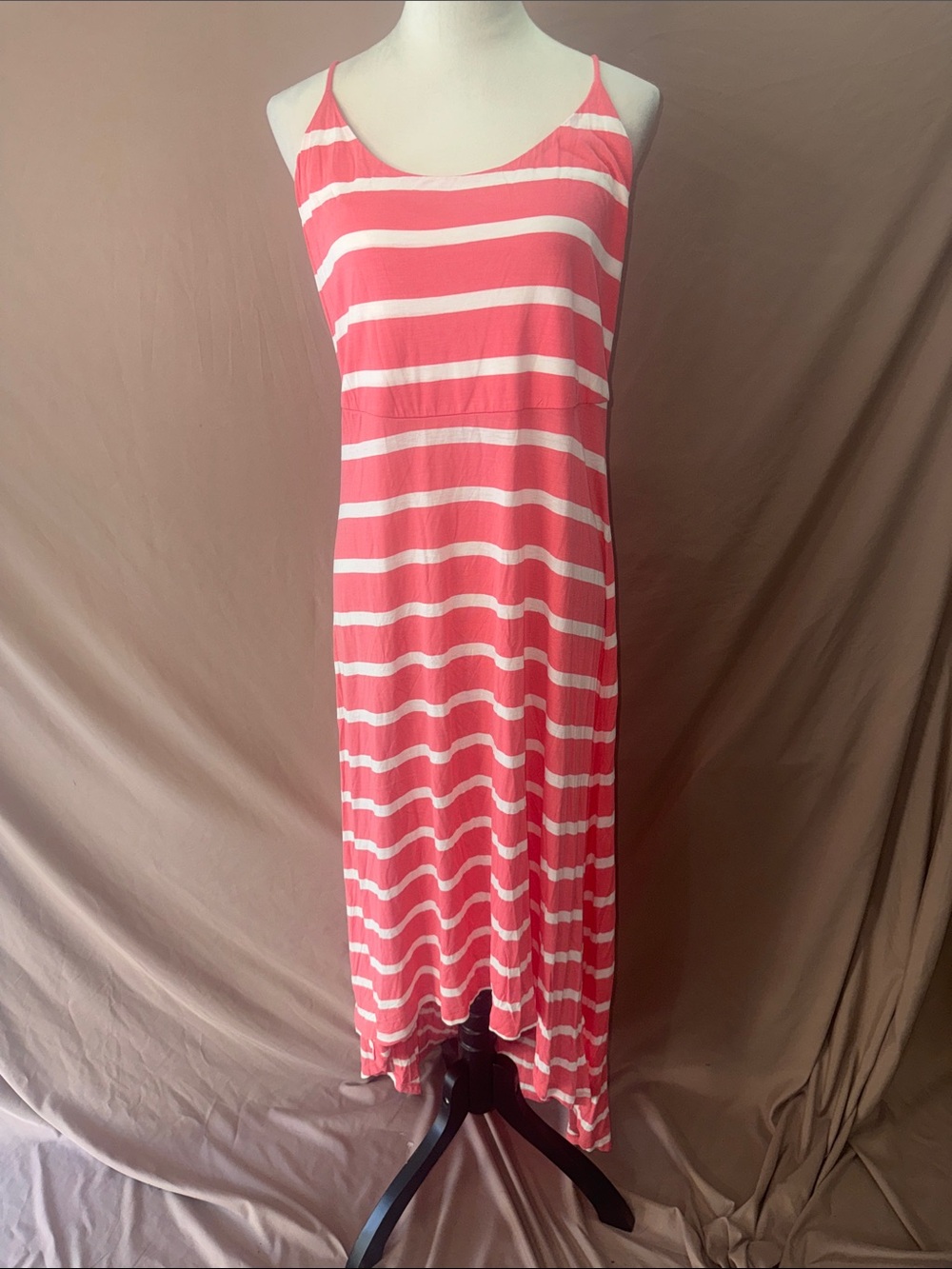 NWT Forever 21 Coral and White Striped Sleeveless Maxi Dress